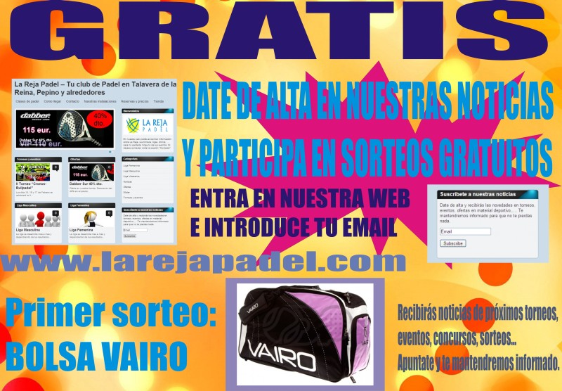 Newsletter La Reja Padel – Sorteos, noticias, …